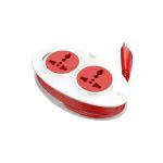 GM 3206 G-ON Mini 2 Pin Extension Cord 2.5 Mtr. with Indicator, Safety Shutter & 2 International Sockets 2 Socket Extension Boards (Red, White, 2.5 m)