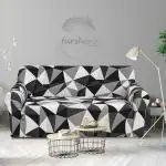 Furshine Universal Triple Seater Sofa Cover Big Elasticity Cover for Couch Flexible Stretch Sofa Slipcover Single Seater, Black Prism 185-230cm, Polyester