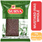Surya 1kg Mustard (Rai) Whole (Pack of 2; 500gm x 2) | Avalu