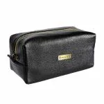 Travalate Genuine Leather Shaving Bag for Men & Women - Leather Dop Kit |Travel Toiletry Bag-Hygiene & Grooming Kit Organizer-Cruelty-Free Leather and Hand Stitched Vanity Case-Black