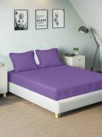 Sleeping Owls Cotton Lavender Bedsheet With Pillow Covers, 229 X 285 cm (Set Of 3)