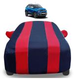 Mockhe Car Cover Compatible with Tata Punch with Mirror Pockets, Triple Stitched, Navy, Red, Water Resistant Car Body Cover