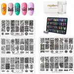 Royalkart Nail Art Kit For Girls 48 Pcs Glitter Bottles Rhinestones 15 Nail Art brush 5 Stamping Plates,Dotting Pen French Nail Stamper,Scraper,Finger Rest,Nail Art Buffer,Fimo Clay Wheel,Finger Tip Guide 10 Stripping