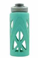 TintBox Borosilicate Glass Water Bottle with Silicone Sleeve, Cool Green