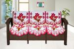 The Furnishing Tree Cotton Floral Knitted Pattern 6 Pieces 3 Seater Sofa Cover Set Pink