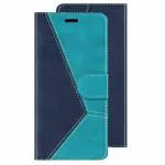 ClickCase Trendy Dual Shade Series For Honor 8x Sky and Navy Blue Faux Leather Mobile Wallet Flip Cover