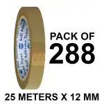 VCR Self Adhesive Brown Packing Cello Tape - 25 Meters in Length - 12mm / 0.5 Inch Width - 288 Rolls Per Pack - BOPP Industrial Packaging Tape for E-Commerce Box Packing, Office and Home use