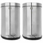 OPR Stainless Steel Plain Foot Pedal Dustbin with Plastic Bucket |Trash Bin for Home, Bathroom, Kitchen, Room and Office (7 * 10)-(5 litres)(Pack of 2)