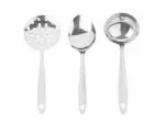 URBAN BUY, Stainless Steel Cooking & Serving Small Poni , Small Paan & Small Chamcha with Long Handle, Kitchen Tools (Pack of 3, Silver)
