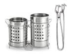 BLUE WONDER Stainless Steel Twin Cutlery Holder Racks With Stainless Steel Wire Pakkad Tongs and (Multicolour, Pack of 2)