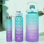 MOBONE Set of 3 BPA Free Motivational Water bottle With Time Marker Gym School Office2000 ML (Multicolor)