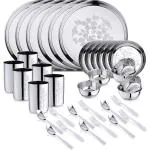 LIMETRO STEEL Pack of 36 Stainless Steel Stainless Steel Dinner Set (Laser Print) Dinner Set