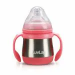 Luvlap Pink Stainless Steel Anti Colic Venting System Feeding Bottle 240ml