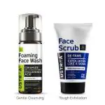 Ustraa Gentle De-Tan Kit - Foaming Face Wash - For Sensitive Skin - 150 ml | Cleansing, Moisture Retention | with Ceramides & Face Scrub - De-Tan 100 g - Effective Tan Removal | Bigger Walnut Granules