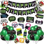 Zyozique Video Game Party Supplies, Video Game Birthday Party Decorations for Boys with Happy Birthday Banner Swirls Photobooth Props Balloons(Pack of 48)