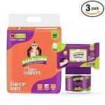 Babiecorn Baby Diapers, M With Wet Wipes And Diaper Rash Cream (Combo Of 3)