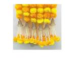 SPHINX Artificial Marigold Fluffy Flowers with Bell and Tuberoses (Rajnigandha) Garlands Tassles Strings for Decorations - (Yellow & Light Orange (10 Pieces), Approx 5 ft/60 Inches/150 cms)