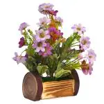 Fancy Mart Artificial Yellow Purple Flower in Buckle Pot 30 cm x 28 cm