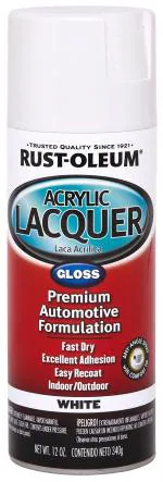 Rust-Oleum AUTOMOTIVE 253364 Acrylic Lacquer Spray Paint - WHITE GLOSS WHITE GLOSS, 340 grams