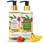 Banana Hibiscus Moisturizing Shampoo and Conditioner Combo with Vitamin E and Shea Butter for Dry & Frizzy Hair | Paraben and Sulphate Free | UV Protection For Men and Women (200ml Each)