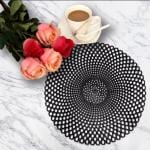 Haulorium Black Pvc Abstract Round Table Placemat (Pack Of 6)