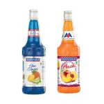 Manama Blue Curacao Syrup and Peach Syrup | 750ML Each | Mixer for Mocktails, Cocktails, Drinks, Juices, Beverages | Pack of 2