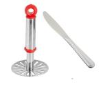 URBAN BUY Stainless Steel Pav Bhaji Masher With Stainless Steel Cheese Butter Knife and Multicolour, Pack of 2