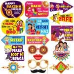 Zyozique 17 Pcs Rakhi Photo Booth Props / Raksha Bandhan Props For Photoshoot / Happy Raksha Bandhan Props / Happy Rakhi Decoration For Raksha Bandhan