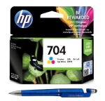 HP 704 Tri-color Original Ink Advantage Cartridge With ITGLOBAL 3in1 Multi-Function Pen
