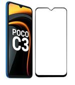 Hobbytronics Poco C3 Black Scratch Resistant, Anti Fingerprint with Bubble Proof Tempered Glass with Installation Kit (18 x 10 x 2 cm) pack of 2