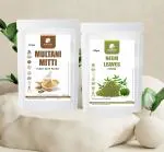 Amazercare Neem Leaves Powder + Multani Mitti Combo For Face Pack And Hair, 100% Natural, Anti Acne, Anti Dandruff (2 Pouches, 150 Gm + 225 Gm)