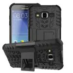Lejaao Samsung Galaxy Grand Prime SM-G530H Black TPU Poly Carbonate Kickstand, Shock Absorbent Mobile Back Cover
