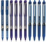Pilot Hi-Tecpoint V7, V7 Grip and V7 RT Fine Point Liquid Ink Pen | Tip Size - 0.7 MM | Unique Dimple Tip Technology | Ink Colour - Blue - 2 V7, 4 V7 Grip and 4 RT | Pack of 10