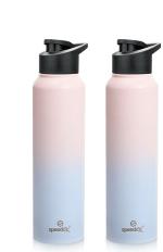 Speedex Stainless Steel Water Bottle 1 Litre Leakproof for fridge School Gym Home office Travel Boys Girls (Pink Pack of 2)
