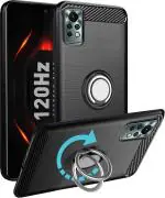 Unistuff Back Case Cover for Infinix Note 11s with Magnetic Kickstand | Premium Matte Finish | Camera Bump Protection | Rubberized Ring Cover - Night Black, 76790