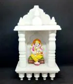 Sangmarmar Premium White Marble Ganesh Idol Temple (10 x 6 x 3 inch)