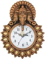 Shrijay Analog 33 cm X 24 cm Wall Clock (Brown, With Glass, Standard)