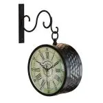 RANDOM Metal Analog Station Wall Clock Double Sided Vintage Wall Clock for Living Room Home and Office - 8 Inch (Black & White) (Multi 7) (RSC-001)