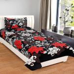 dehati store 180 TC Polycotton Single Printed Flat Bedsheet with Pillow Cover|Bedsheet Size-225 cmx 150 cm (Pack of 1, Red)