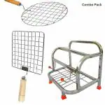 SHREE SHYAM KITCHEN WARE Folding Chakla Belan Tawa Stand Holder With Pulka Maker | Grill Roti Papad Chapati Maker Combo Pack | Piece of 3 | Kitchen set | Holders