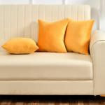 Yellow Weaves Soft Velvet Fabric Cushion Cover 16 X 16 Inches, Set of 3, (Yellow)