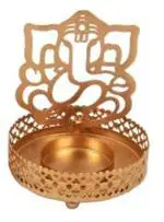 Fashion Bizz Gold Iron Ganesha Tea Light Holder