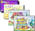 TOYRIX 3D Puzzle Card Board House Toy Jigsaw Puzzles For Boys and Girls - Pack of 4