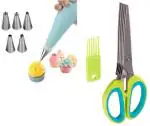 Urban Buy Multicolor Steel Nozzle And 5 Blade Scissors Kitchen Tool Set 7 pc