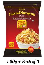 BABUS Laxminarayan Badam Chiwda 1.5kg ( 500g * pack of 3 )