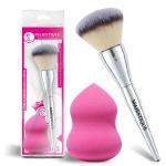 Majestique Foundation Brush with Sponge | Dual-Use Beauty Blender Sponge | Ultra Blending Foundation Blender Brush | For Blending Liquid, Cream and Flawless Applications - 2Pcs/Multicolor