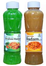Natraj The Right Choice Brahmi Badam Sharbat and Badam Sharbat Syrup - (750 X 2= 1500ml) (Pack of 2)