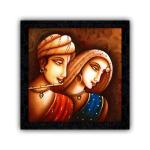 PnF Wood Framed Poster Of Radha Krishna-18015, 13 X 13 Inch