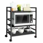 Plantex Space Saver and Adjustable Stand for Convection Microwave Oven - Kitchen Accessories (Black)