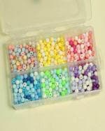 BEADS N FASHION 600 Pcs, 6mm Acrylic Light Mix Color Beads DIY Kit with Elastic Thread for Jewellery Making, Beading, Embroidery and Art and Crafts, Size 6mm